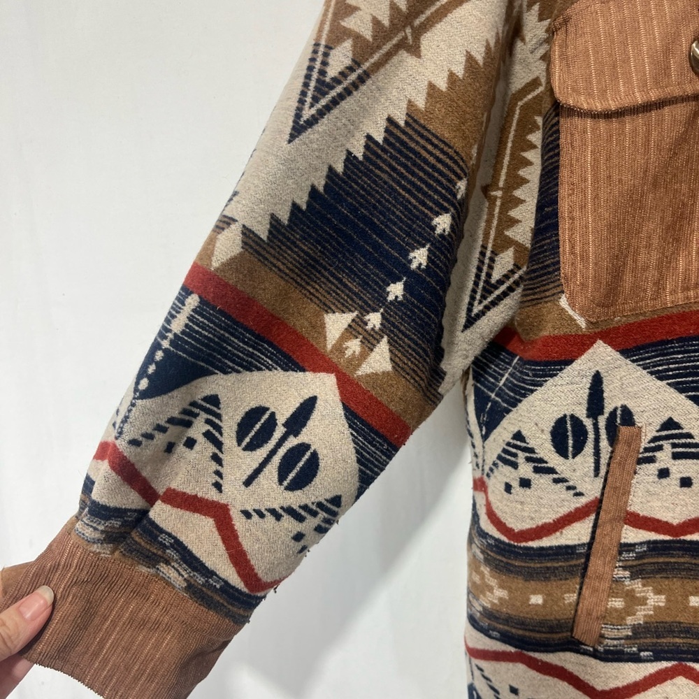 143 Story By Line Up Aztec Tribal Shacket Corduroy Western Button Down Size 2X - Picture 8 of 11